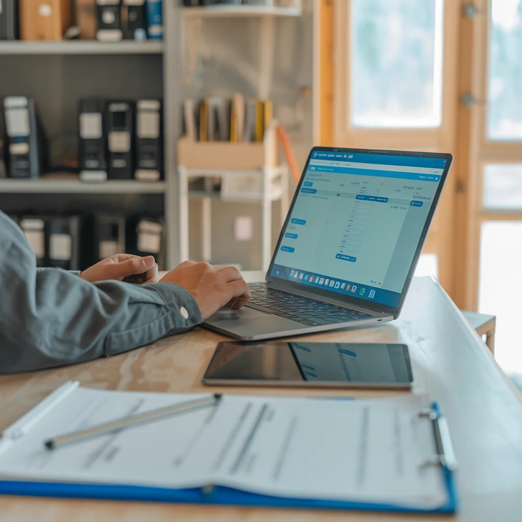 Organized job site with digital project management