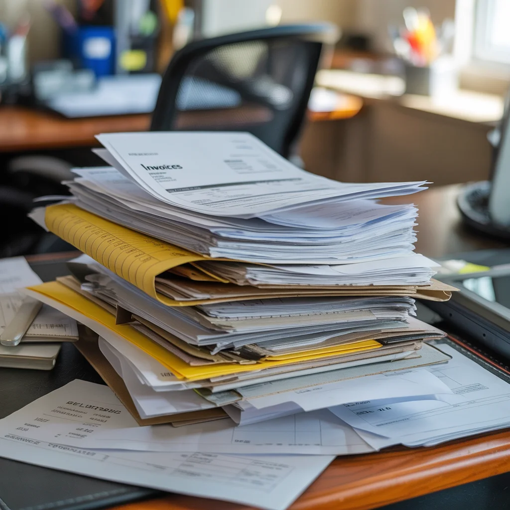Disorganized invoices and job folders